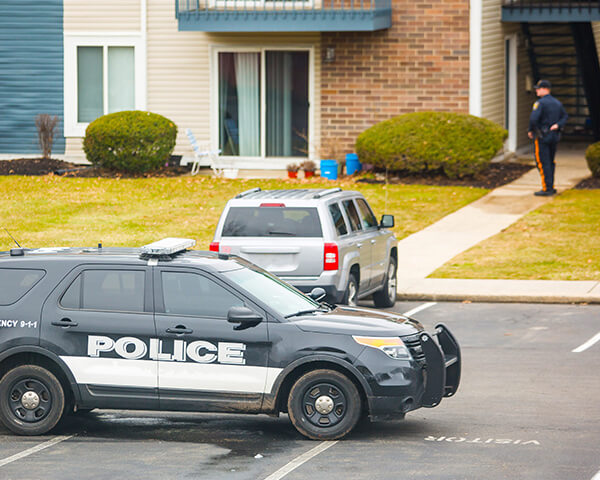 Police car outside a home